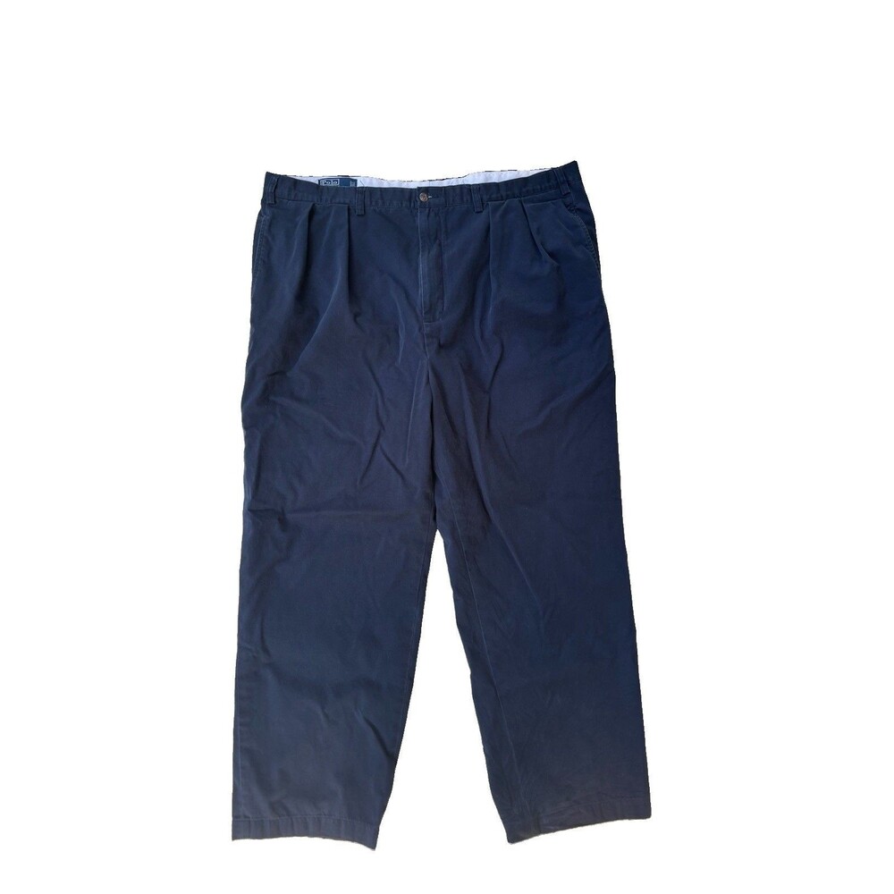 Vintage Polo Ralph Lauren Big Andrew Pants Size 44Bx34 Pleated Chino Navy Blue
